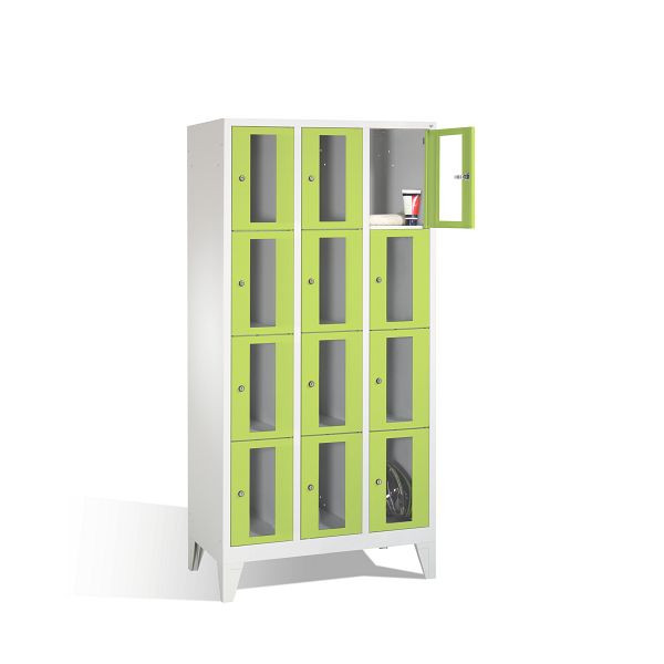 C+P Schließfachschrank Classic, H1850xB900xT500mm, Farbe: Lichtgrau / Viridingrün, 8010A304 S10007