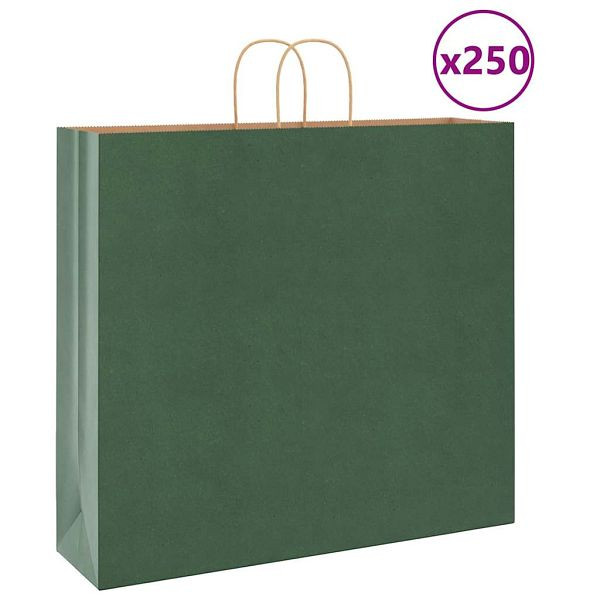 vidaXL Papiertragetaschen 250 Stk. mit Henkeln Grün 54x15x49 cm, 4101738