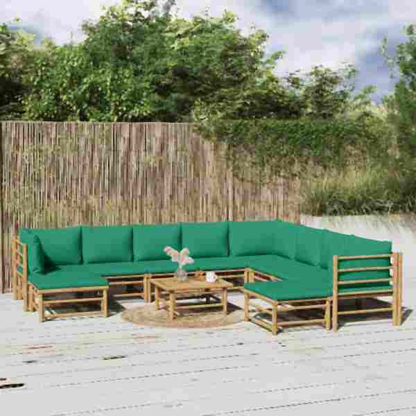 vidaXL 11-tlg. Garten-Lounge-Set mit Grnen Kissen Bambus 3155161 gnstig  versandkostenfrei online kaufen: groe Auswahl gnstige Preise |  PROFISHOP.de