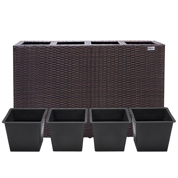 casaria Polyrattan Blumentopf Braun 95x27x60cm, 106643