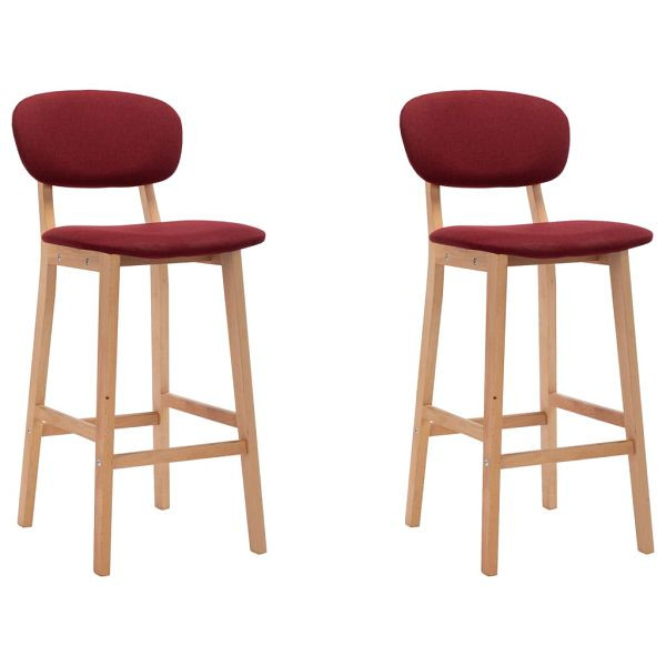 vidaXL Barhocker 2 Stück Weinrot Stoff, Material: Stoff (100% Polyester), massives Buchenholz, 289375