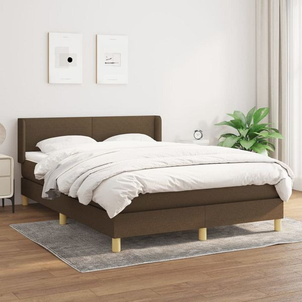 vidaXL Boxspringbett mit Matratze Dunkelbraun 140x200 cm Stoff, 3130116