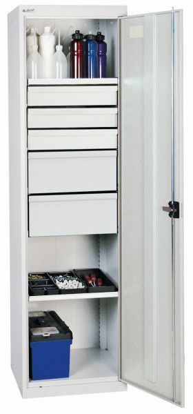 stumpf Werkzeug- und Materialschrank Serie 2000, 7035/7035, 2 Fachböden, Schubladen: 3 x 100, 2 x 200 mm, 2005607