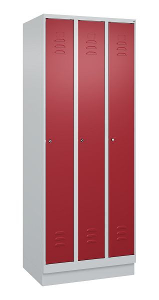 C+P Umkleidespind Classic PLUS, Sockel, 3 Abteile, 1950x750x500mm, 7035/3003, Zylinderschlösser, 080020-39 S10016