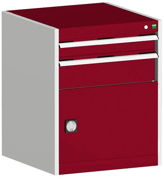 bott cubio Schubladenschrank bestückt mit 2 Schubladen, Tür BxTxH: 650 x 525 x 800 mm, RAL 7035/3004, 40011044.24V