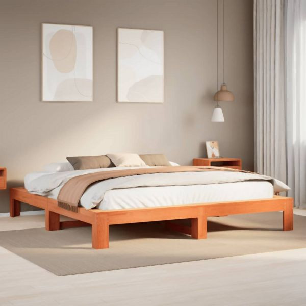 vidaXL Massivholzbett ohne Matratze Wachsbraun 200x200 Kiefernholz, 3308728