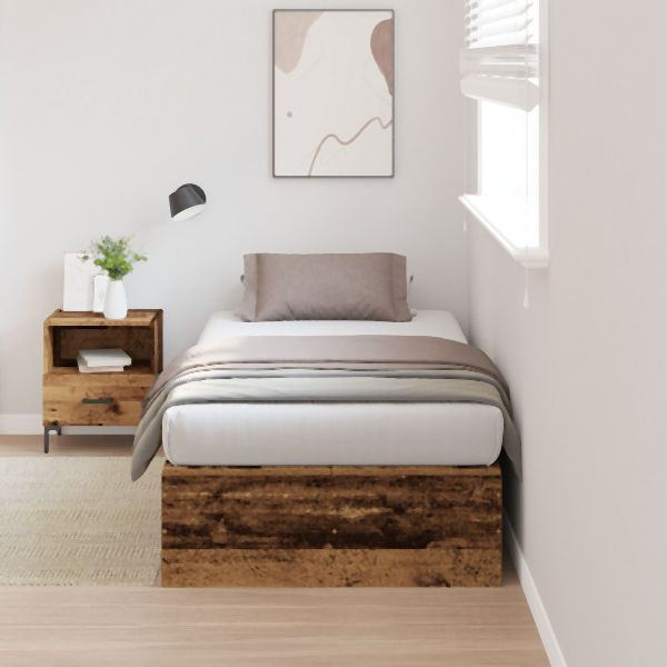 vidaXL Bett mit Stauraum Altes Holz Massivholz Schlicht, 3335419