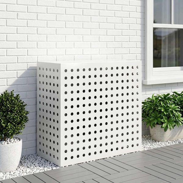 vidaXL Klimaanlagenabdeckung Weiß 110 x 50 x 105 cm Stahl, 8014144