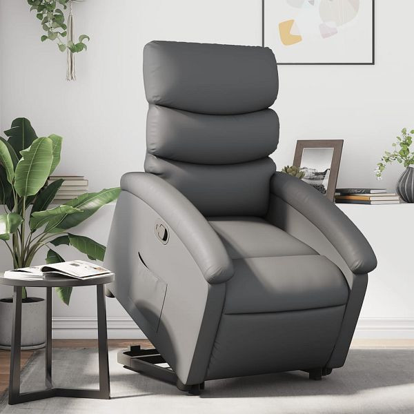 vidaXL Relaxsessel mit Aufstehhilfe Grau Kunstleder, 3204043