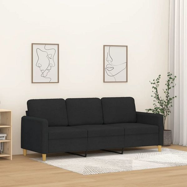 vidaXL 3-Sitzer-Sofa Schwarz 180 cm Stoff, Füllung: Schaumstoff, 359490