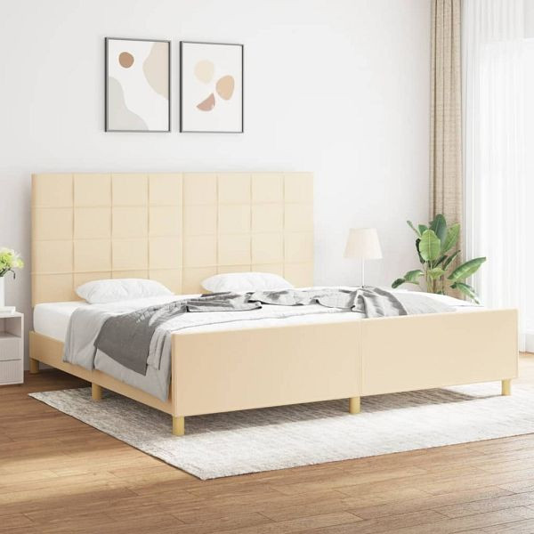 vidaXL Bettgestell mit Kopfteil Creme 200x200 cm Stoff, 3125086