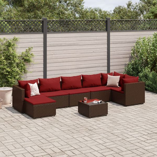 vidaXL 8-teilig Garten-Lounge-Set mit Kissen Braun Poly Rattan, 3308237