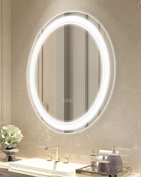 VEVOR LED Badezimmerspiegel Kosmetikspiegel, 3 Farben Wandmontage 60cm Rund, DDYXJ60CM3SDQ4OTHV2