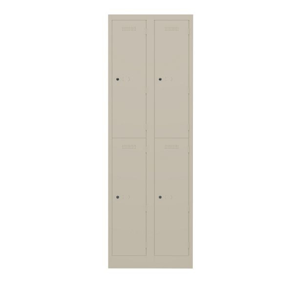 Bisley Garderobenschrank Primary Locker, 2 Abteile mit je 2 Fächern übereinander, 643 sand, PL3050D2643