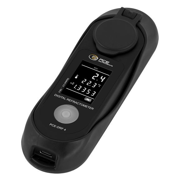 PCE Instruments Digitales Refraktometer bestimmt den prozentualen Anteil von Glycerin in Wasser, PCE-DRF 4