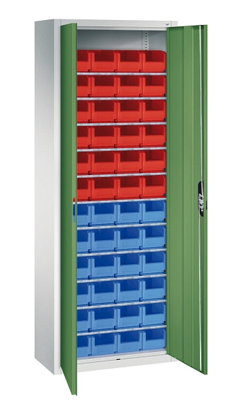 C+P Magazinschrank Serie 13, H1980xB700xT300mm, 7035/6011, Einlegeböden 11, 133113-21 S10131