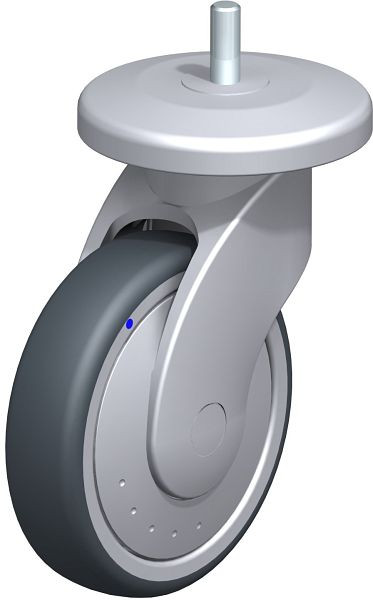 Blickle LWGX-TPA 126XK-11-FK-AMGX100 Kunststoff-Lenkrolle WAVE, rostfrei, mit Abweisrad, Thermoplastisches Gummi-Elastomer, Grau, 849796