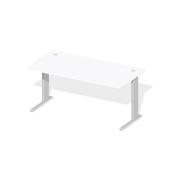 Deskin Schreibtisch Basic M MULTI M, Dekor weiß, Gestell Alusilber, B 1600 x T 800 x H 740 mm, 258522