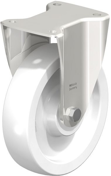 Blickle BKX-SPO 200G Edelstahl-Schwerlast-Bockrolle mit Anschraubplatte, Polyamid, Weiß, 37036