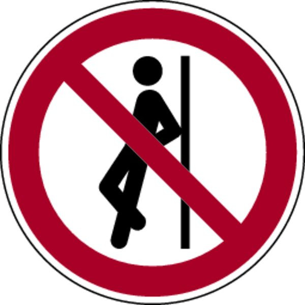 Schilder Klar Verbotszeichen Gegenlehnen verboten DIN EN ISO 7010-P041, 100 mm Folie selbstklebend, 3234/61