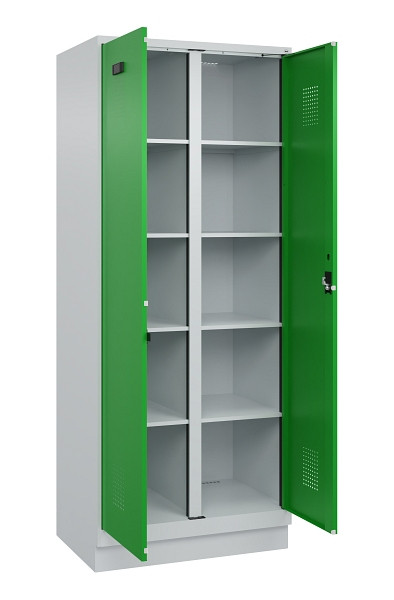 C+P Wäsche-Spind Evolo PLUS, mit Sockel, 2 Abteile, 1950x800x500mm, 7035/6037, Verschluss Zylinderschloss, 049022-22B S10038