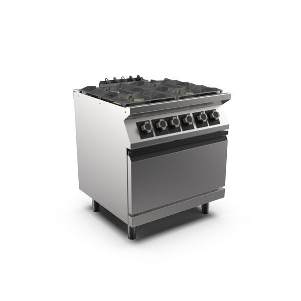 Mareno M1-900 Gaskocher mit 4 Brennern und Elektrobackofen GN 2/1, 80cm, PC98GFE, 191.106