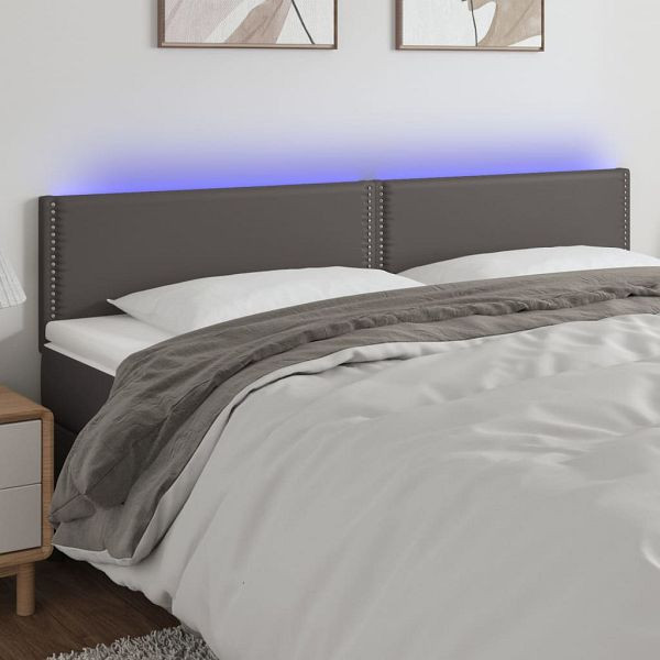 vidaXL LED Kopfteil Grau 200x5x78/88 cm Kunstleder, 3121584