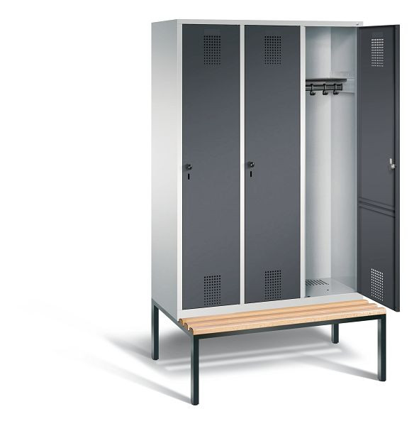 C+P Garderobenschrank Evolo, H2090xB1200xT815mm, Farbe: Lichtgrau / Schwarzgrau, 48050-32 S10118