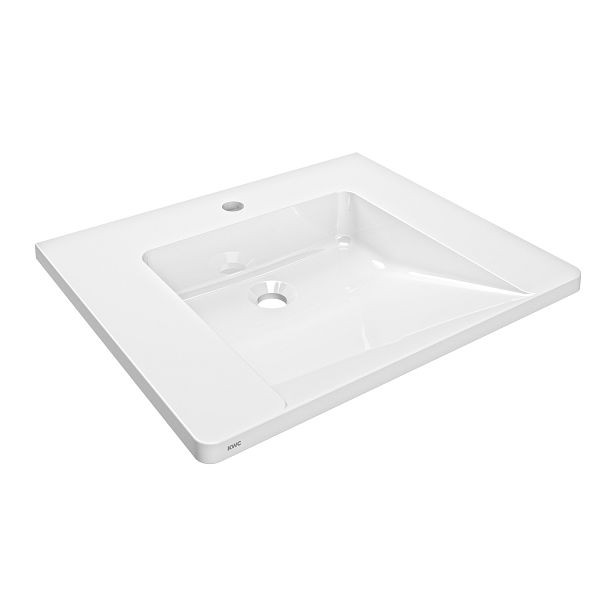 KWC Einzelwaschtisch, EXOS, MIRANIT, 600x125x500 mm, weiß, Hahnloch, 2030073251