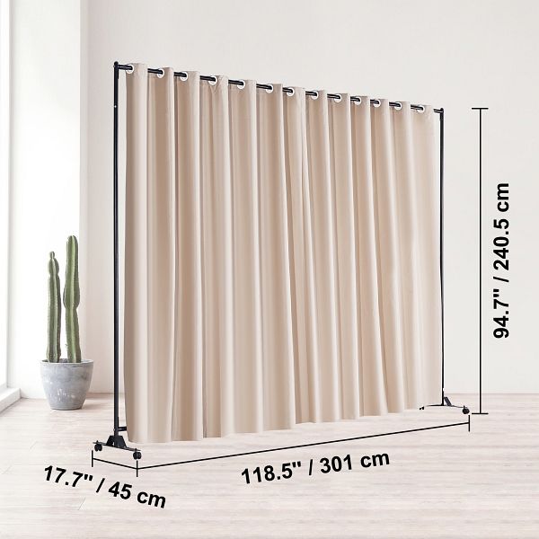 Spurgehom Raumteiler Mit Rollen – 183 X 180 Cm, Freistehend, Aus Polyethylen-Gewebe, Braun