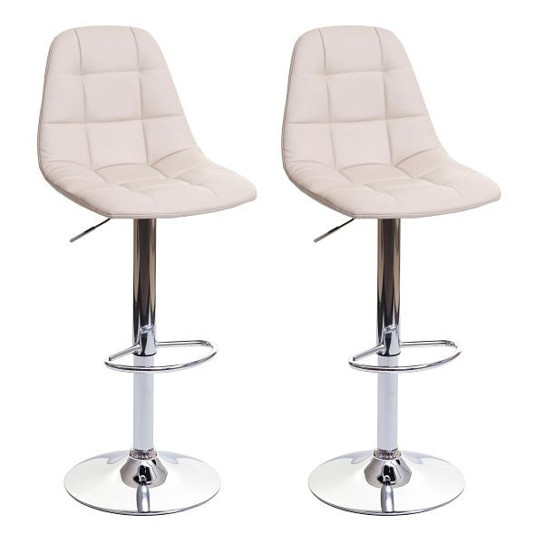 Mendler 2er-Set Barhocker HWC-A67, Barstuhl Tresenhocker, creme-beige, Kunstleder, 84190