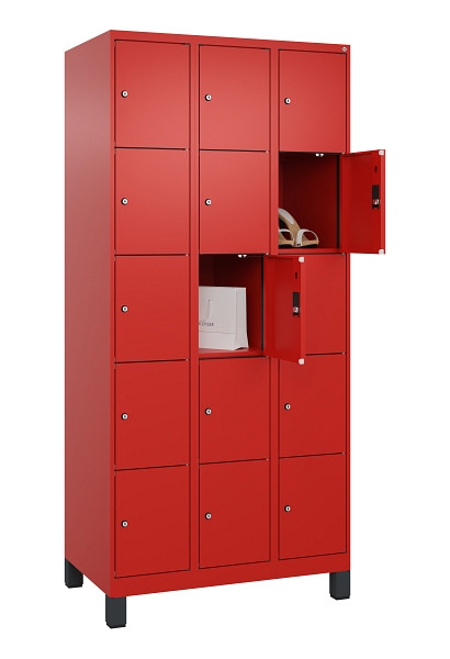 C+P Schließfachschrank Evolo PLUS, mit Füßen, 15 Fächer, 1950x900x500mm, 3020/3, 049010-305 S10025