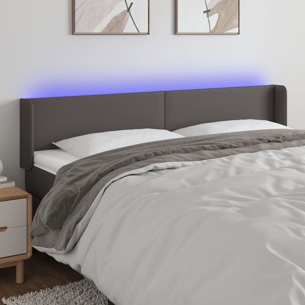 vidaXL LED Kopfteil Grau 203x16x78/88 cm Kunstleder, 3123068