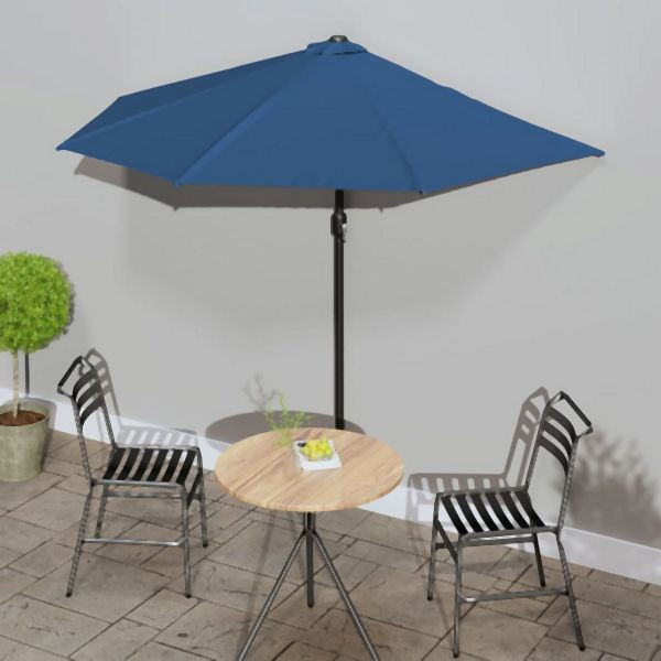 vidaXL Balkon-Sonnenschirm Alu-Mast Blau 270x144x222cm Halbrund, 312501