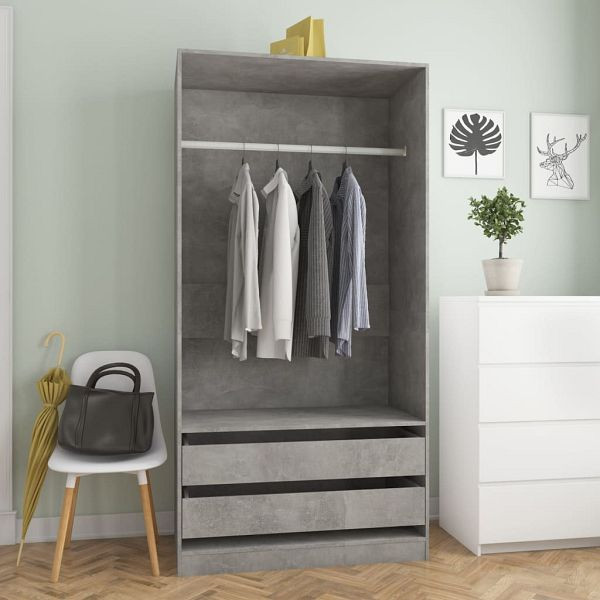 vidaXL Kleiderschrank Betongrau 100x50x200 cm Holzwerkstoff, 800607