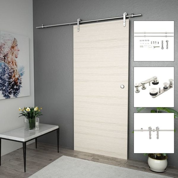 vidaXL Schiebetür-Beschlagsatz 183 cm Edelstahl Silbern, 142826