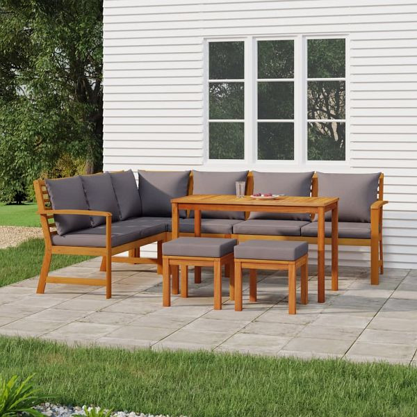 vidaXL 7-teilig Garten-Essgruppe mit Kissen Massivholz Akazie, 3154969