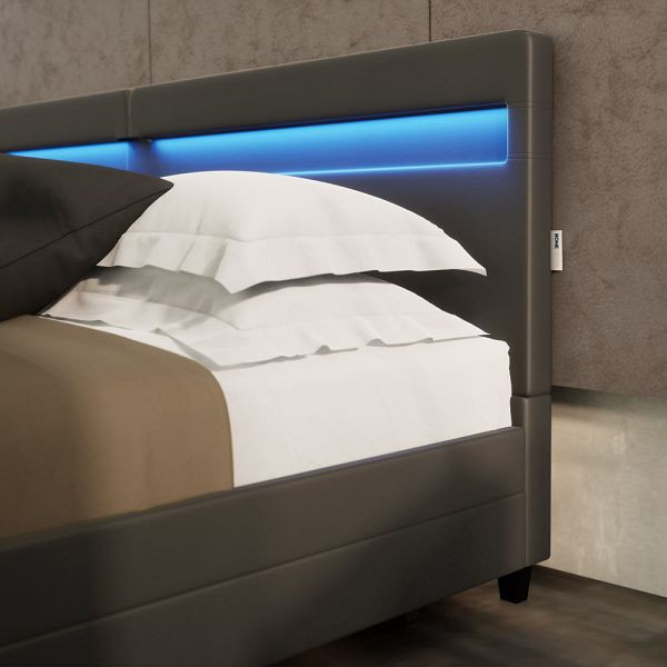 HOME DELUXE Familienbett NUBE mit Schubladen 270 x 200 cm - Dunkelgrau mit Matratze, 51451