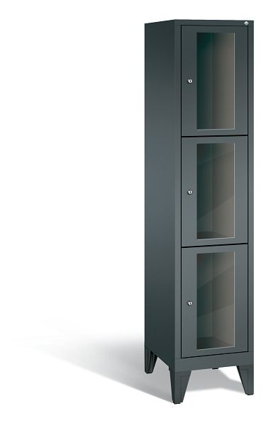 C+P Schließfachschrank Classic, 3 Fächer, H1850xB420xT500 mm, Anthrazit, 8010A123 S10025