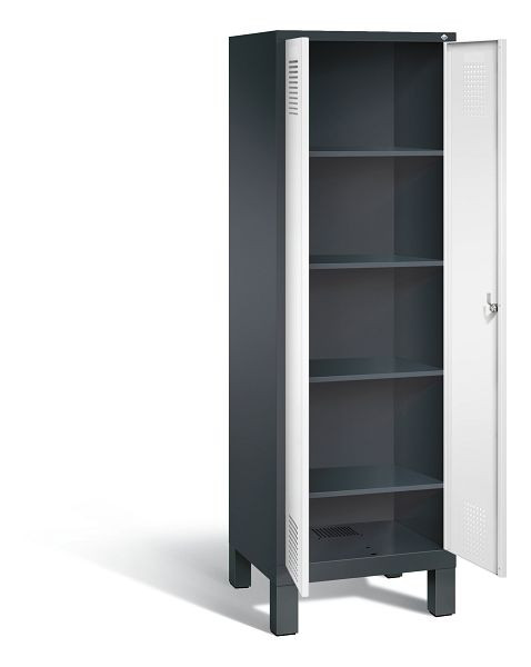 C+P Wäsche-Spind Evolo, H1850xB610xT500mm, Farbe: Schwarzgrau / Verkehrsweiß, 48212-20b S10093