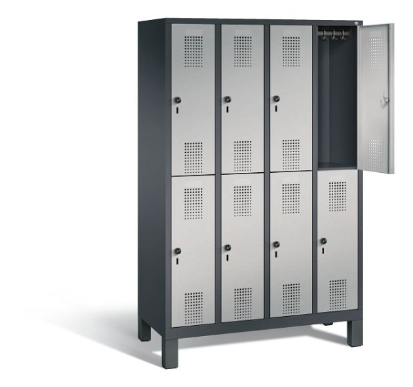 C+P Spind doppelstöckig Evolo, H1850xB1190xT500mm, Farbe: Schwarzgrau / Weißaluminium, 48310-40 S10307