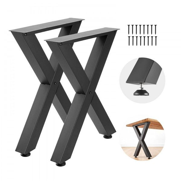 VEVOR Tischkufen 2er-Set 600x750 mm, X-Form Kohlenstoffstahl 1000 kg, Tischbeine Schwarz für Schreibtische, Couchtische, Esstische, ZTCFKXX2824IDAGR1001V0
