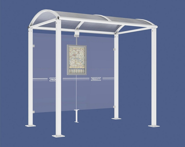 Procity Wartehalle Vierkantrohr - Ohne Seitenverkleidungen, Farbe RAL 9010, Maße: Breite 2500 x Höhe 2560 x Tiefe 1600 mm, 529208.9010