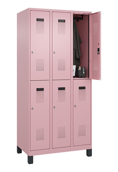 C+P Doppelstöckiger Spind Evolo PLUS, mit Füßen, 6 Fächer, 1950x900x500mm, 3015, Zylinderschloss, 049310-30 S10051