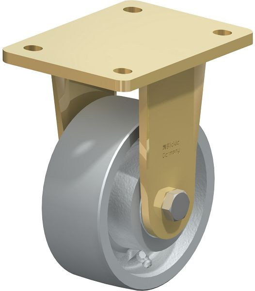 Blickle BS-G 127K Stahlgeschweißte Schwerlast-Bockrolle, Guss, Grau, 616276