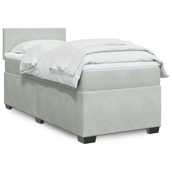 vidaXL Boxspringbett mit Matratze Hellgrau 90x190 cm Samt, 3286180