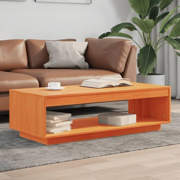 vidaXL Couchtisch Wachsbraun 110x50x33,5 cm Massivholz Kiefer, 844135