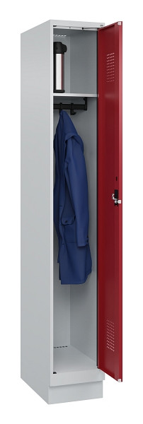 C+P Spind Evolo PLUS, mit Sockel, 1 Abteil, 1950x300x500mm, 7035/3003, Verschluss Zylinderschloss, Ablageböden 1, 049020-10 S10031