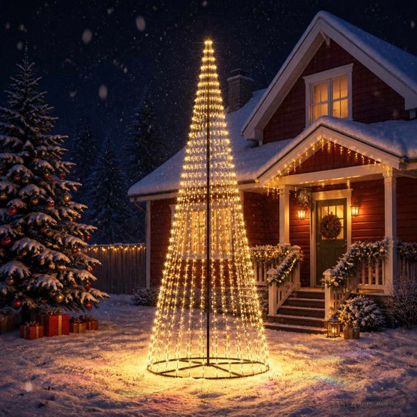 vidaXL LED-Weihnachtsbaum 385 cm 1148 LEDs Warmes Weiß Eisen Schwarz, 42053551