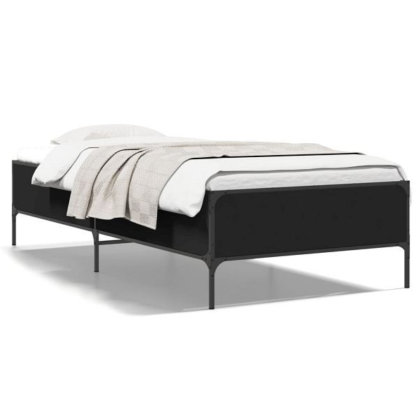 vidaXL Bettgestell Schwarz 75x190 cm Holzwerkstoff und Metall, 844991
